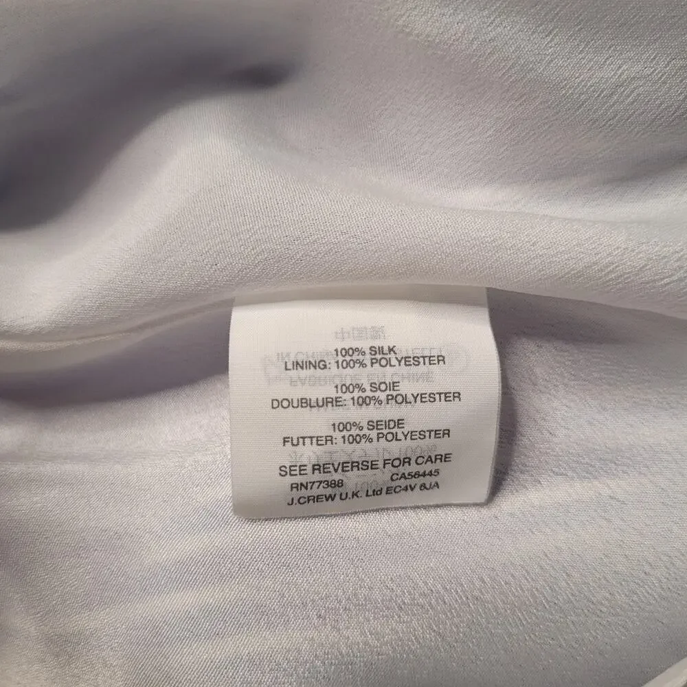 J.Crew Dress 0 Blue White Silk‎ Striped Ruffle Cold Shoulder Handkerchief Midi
